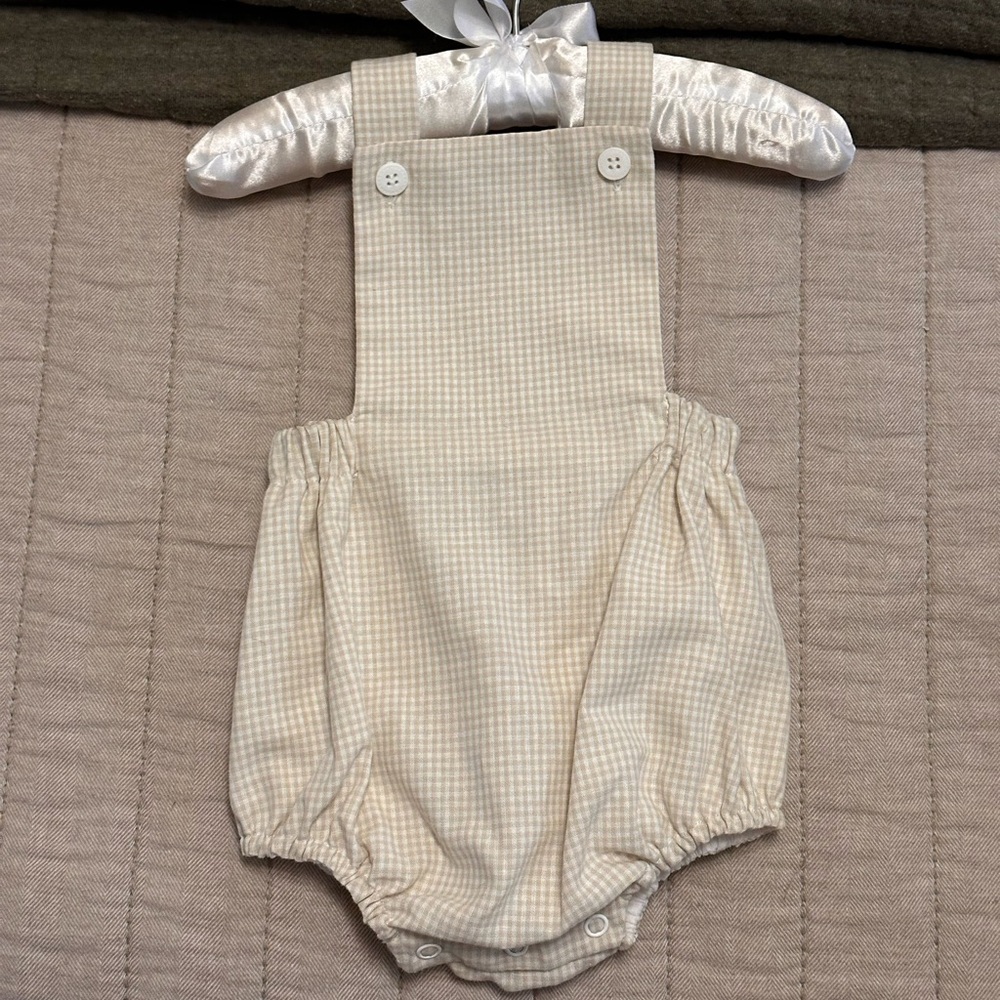 Edgehill Collection Cream Checkered Kids One Piece